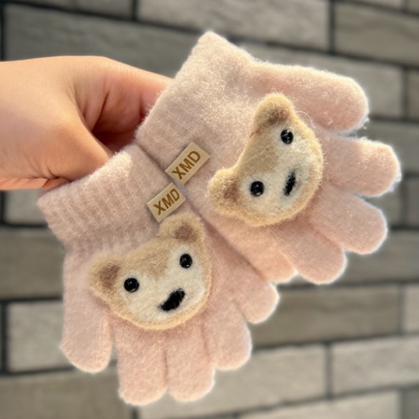 兒童動物英文字母針織保暖手套